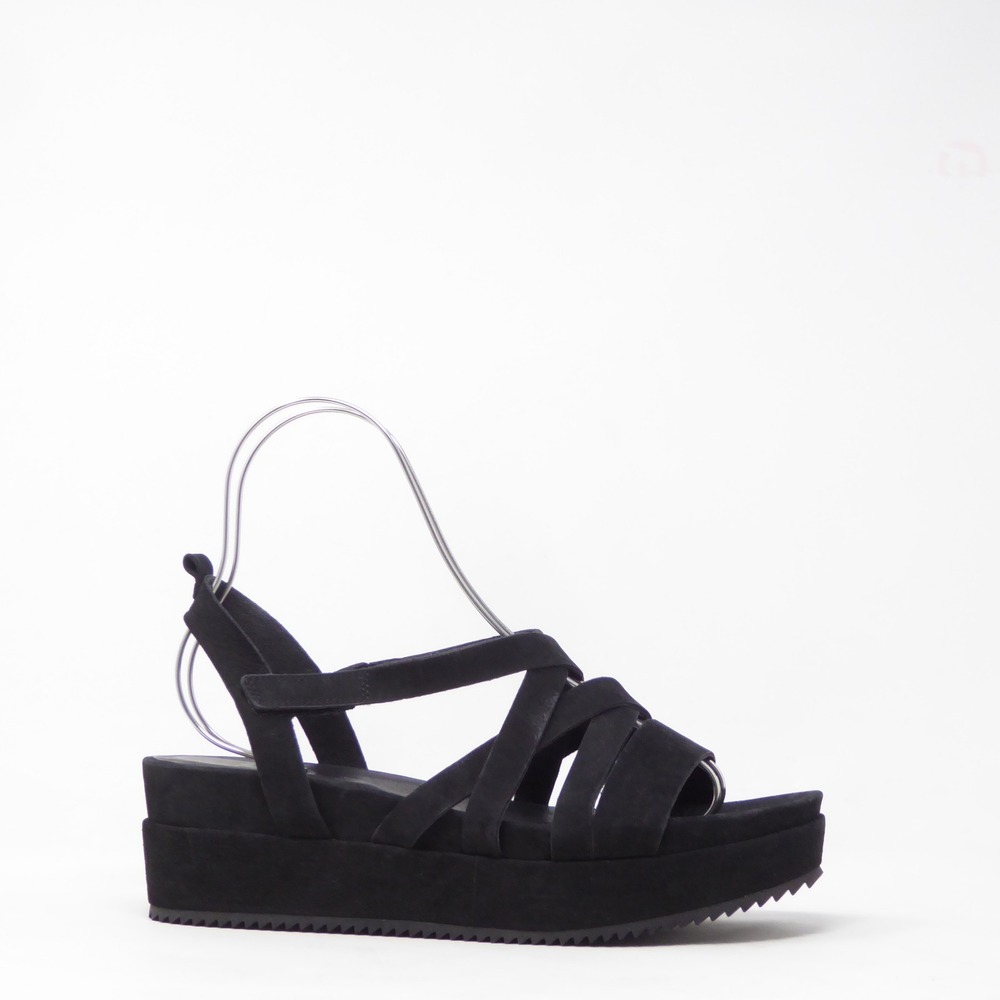 Eileen Fisher Mazy Womens Sandals Black Suede Platform Strappy 11